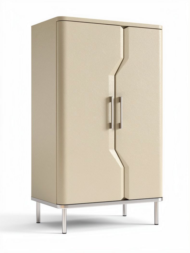 Metal storage cabinet with two doors beige color 80 x 40 x 150cm