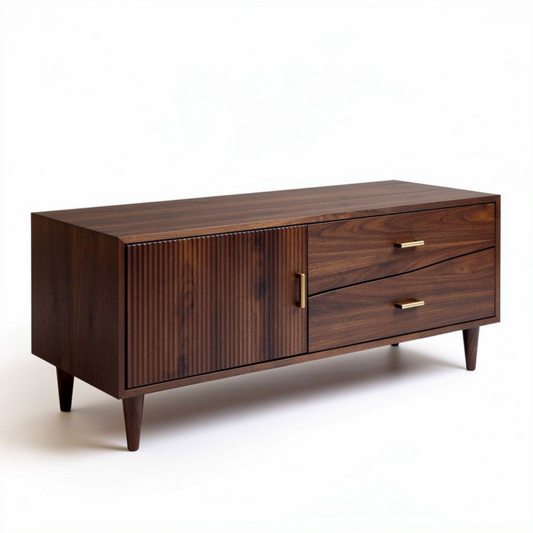 Wooden storage cabinet with two drawers and modern design 150 x 50 x 70cm