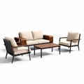 Outdoor patio furniture set with aluminum frame and beige cushions 200 x 80 x 75cm