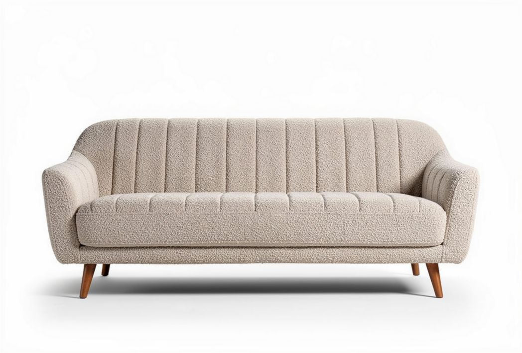 Cream fabric sofa with wooden legs 180 x 80 x 70cm for living room