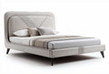 Upholstered fabric bed frame with modern design in light gray 200 x 160 x 50cm