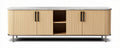 Wooden sideboard cabinet with marble top and storage compartments 180 x 45 x 70cm