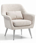 Modern accent chair with removable cushion fabric in beige 65 x 75 x 80cm