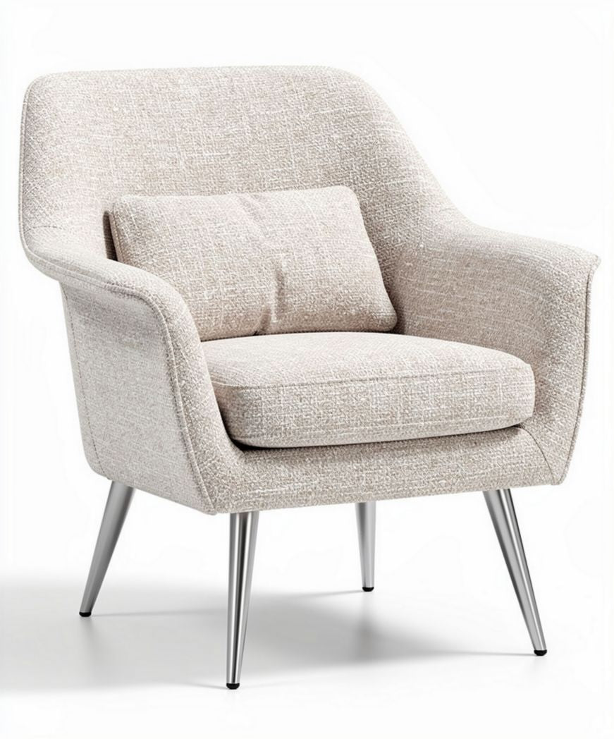 Modern accent chair with removable cushion fabric in beige 65 x 75 x 80cm
