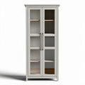 White wooden display cabinet with glass doors and adjustable shelves 180 x 90 x 40cm
