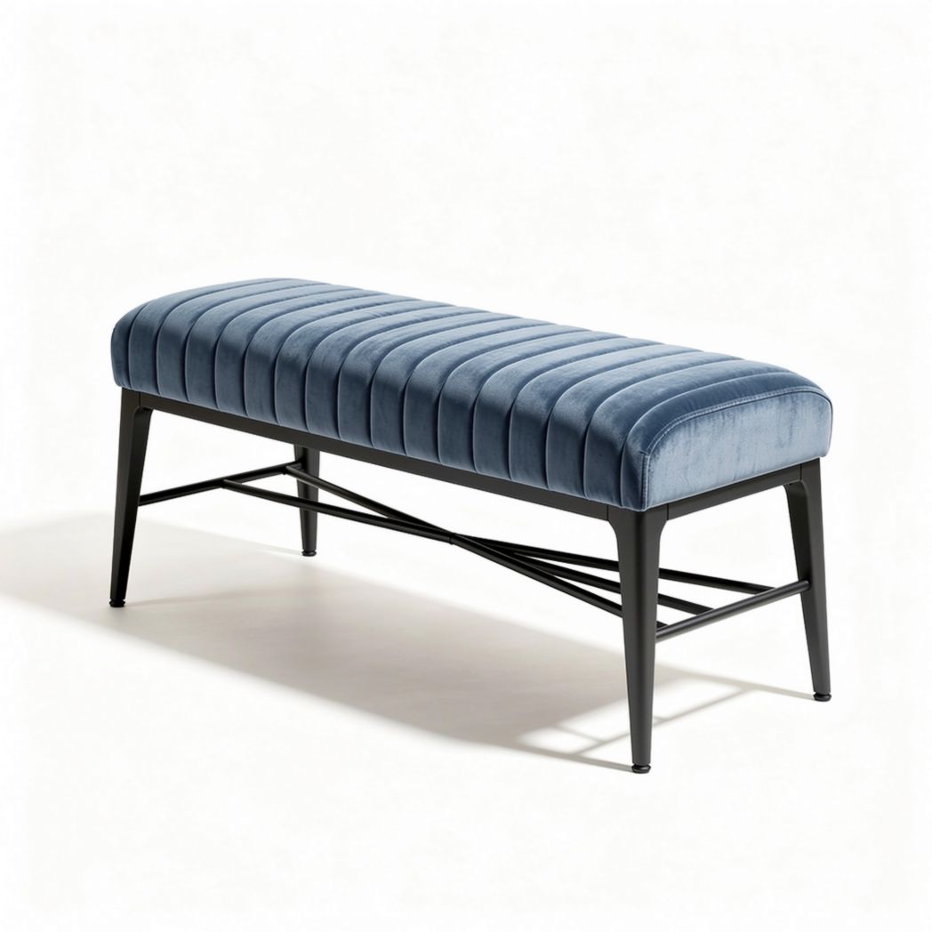 Velvet upholstered bench for entryway or living room 120 x 40 x 45cm