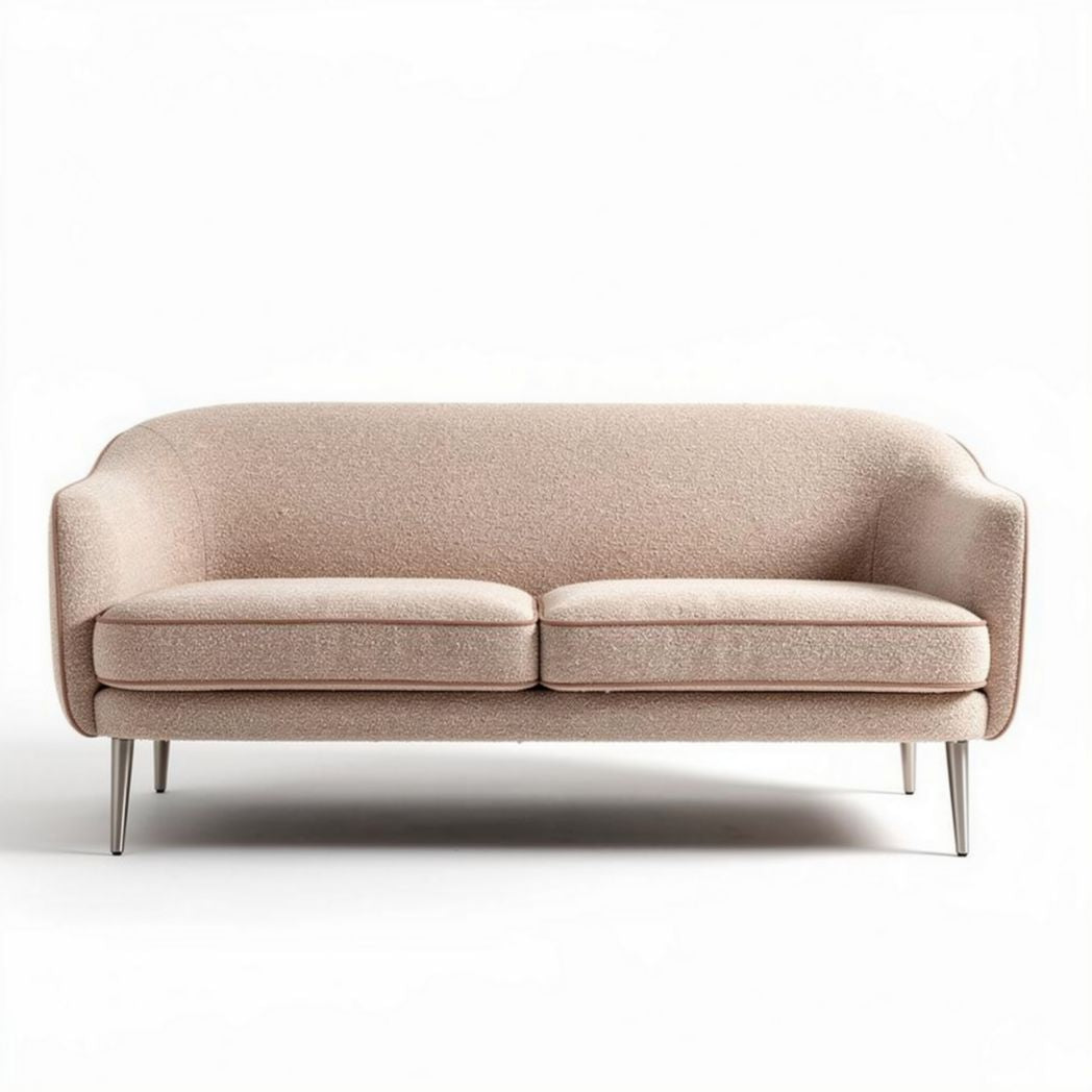 Fabric sofa with curved arms and stainless steel legs 180 x 85 x 75cm