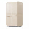 Wooden wardrobe with sliding doors and modern design in beige and cream 200 x 100 x 50cm