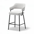 Bar stool with upholstered seat and backrest metal frame in white and black 45 x 45 x 100cm